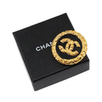 Chanel Coco Mark Brooch Round Shape Gold Black 93 A Accessory Vintage — view 3