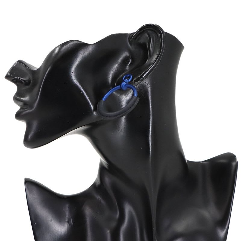 Hermes Loop PM Earrings Swift Blue Indigo Accessory Aluminum — view 6