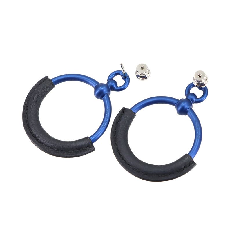 Hermes Loop PM Earrings Swift Blue Indigo Accessory Aluminum — view 4