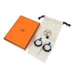 Hermes Loop PM Earrings Swift Blue Indigo Accessory Aluminum — view 3