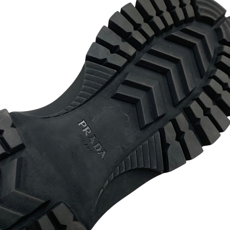 Prada Boots Short Middle Shoes Lace Up Leather Fabric Black — view 8
