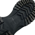 Prada Boots Short Middle Shoes Lace Up Leather Fabric Black — view 8