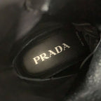 Prada Boots Short Middle Shoes Lace Up Leather Fabric Black — view 7