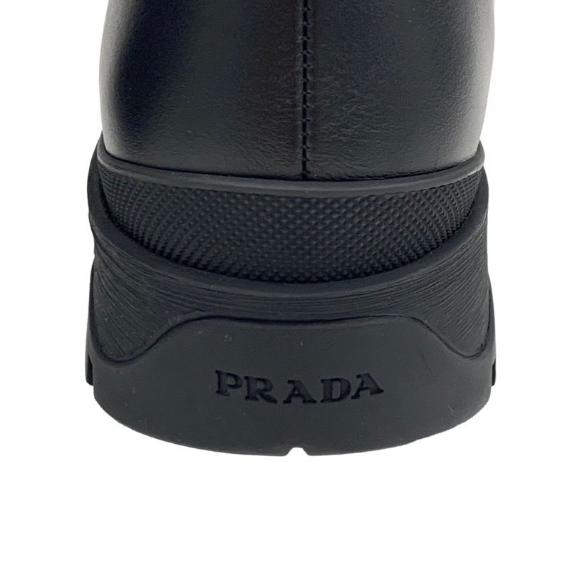 Prada Boots Short Middle Shoes Lace Up Leather Fabric Black — view 9