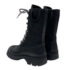Prada Boots Short Middle Shoes Lace Up Leather Fabric Black — view 4