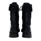 Prada Boots Short Middle Shoes Lace Up Leather Fabric Black — view 5