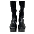 Prada Boots Long Middle Shoes Logo Platform Leather Black — view 2