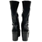 Prada Boots Long Middle Shoes Logo Platform Leather Black — view 5