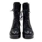 Chanel Boots Short Shoes Coco Mark Lace Up Lambskin Patent Black — view 2