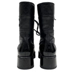 Chanel Boots Short Shoes Coco Mark Lace Up Lambskin Patent Black — view 5