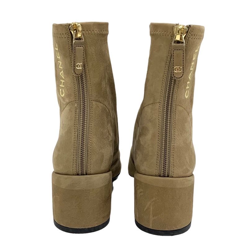 Chanel Boots Short Shoes Coco Mark Logo Nubuck Brown — view 4
