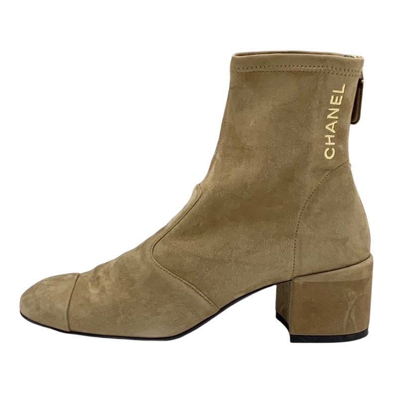 Chanel Boots Short Shoes Coco Mark Logo Nubuck Brown — view 3