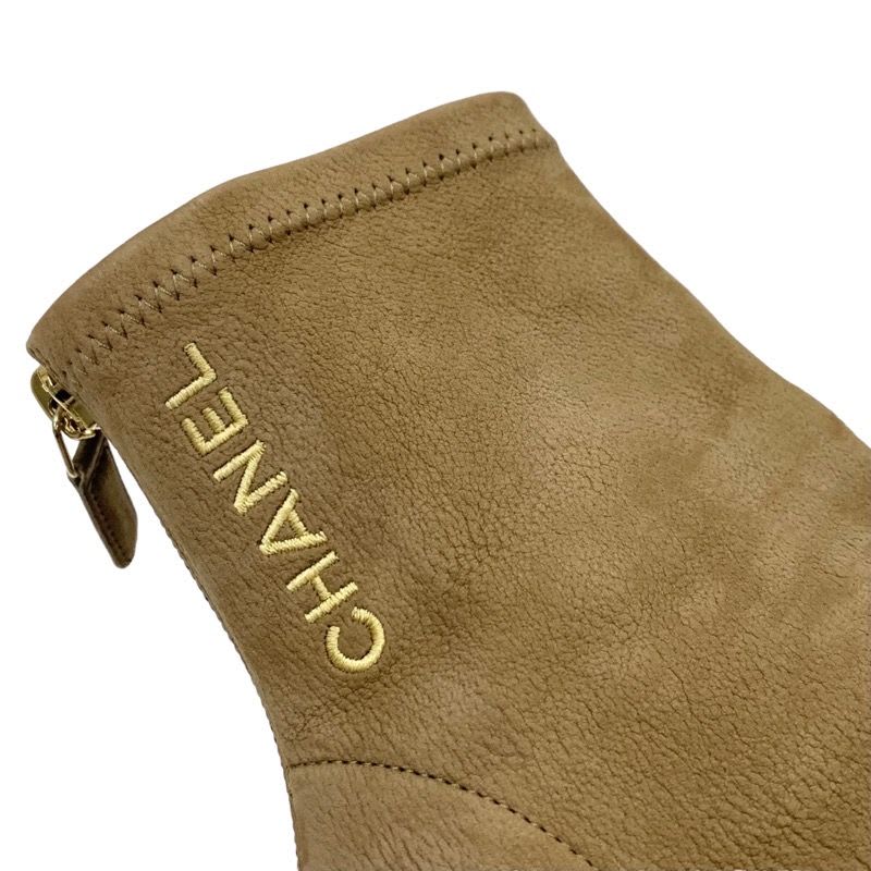 Chanel Boots Short Shoes Coco Mark Logo Nubuck Brown — view 9