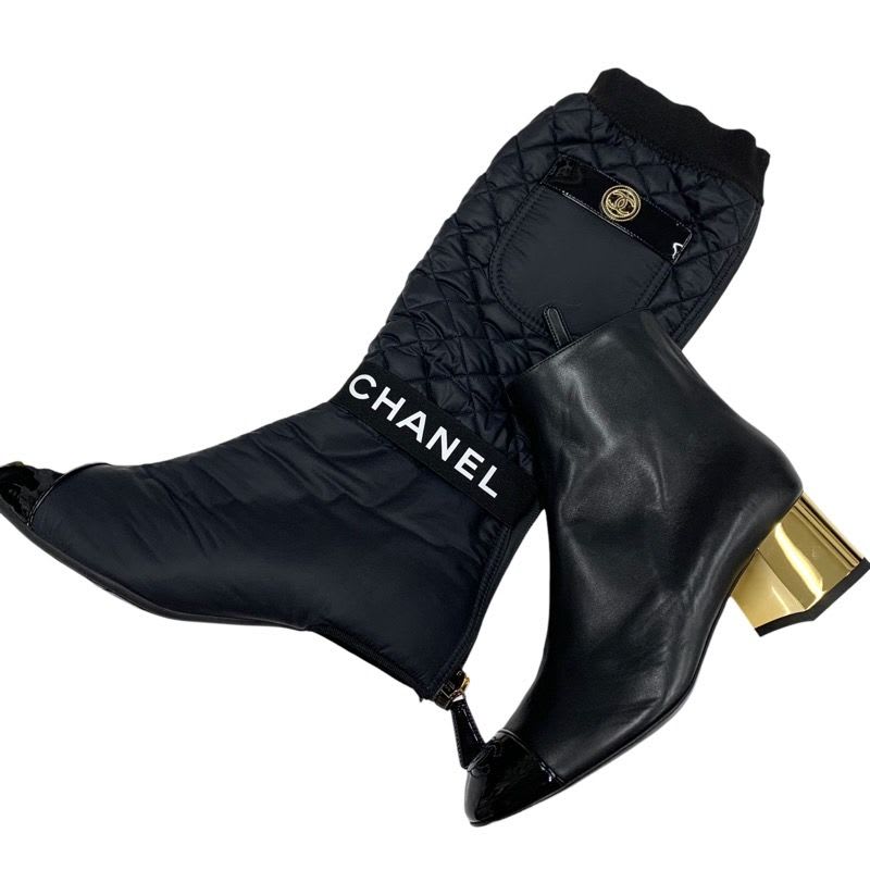 Chanel Boots Long Short 2-Way Coco Mark Logo Quilted Pocket — view 8