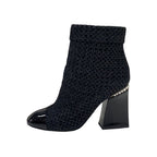 Chanel Boots Short Shoes Fabric Patent Black Coco Mark Pearl — view 3