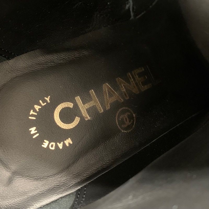 Chanel Boots Short Shoes Fabric Patent Black Coco Mark Pearl — view 7