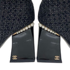 Chanel Boots Short Shoes Fabric Patent Black Coco Mark Pearl — view 9