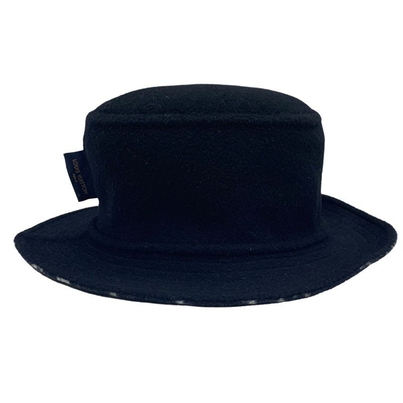 Louis Vuitton Bob Carey On Monogram Hat Wool Black White Bucket Reversible — view 8
