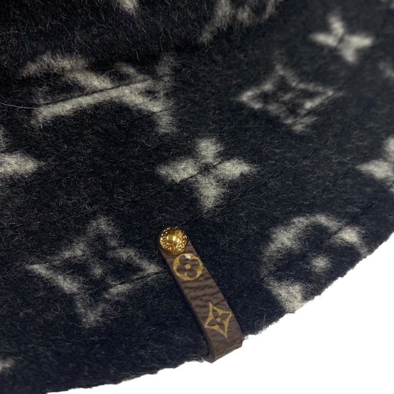 Louis Vuitton Bob Carey On Monogram Hat Wool Black White Bucket Reversible — view 4