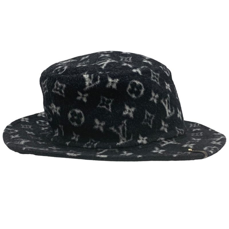 Louis Vuitton Bob Carey On Monogram Hat Wool Black White Bucket Reversible — view 3