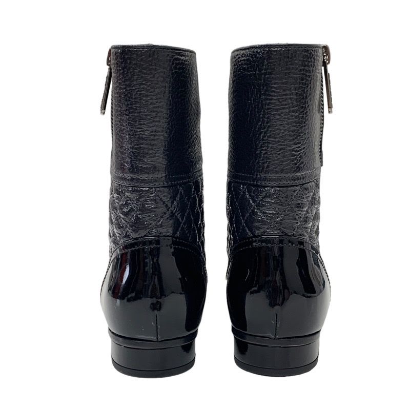 Chanel Boots Short Shoes Leather Black Coco Mark Chain Quilted — view 5