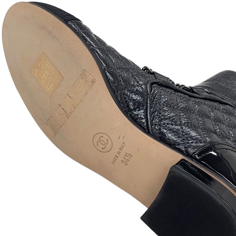Chanel Boots Short Shoes Leather Black Coco Mark Chain Quilted — view 8