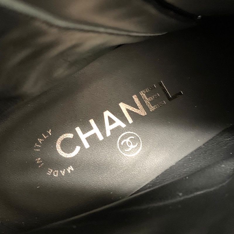 Chanel Boots Short Shoes Leather Black Coco Mark Chain Quilted — view 7