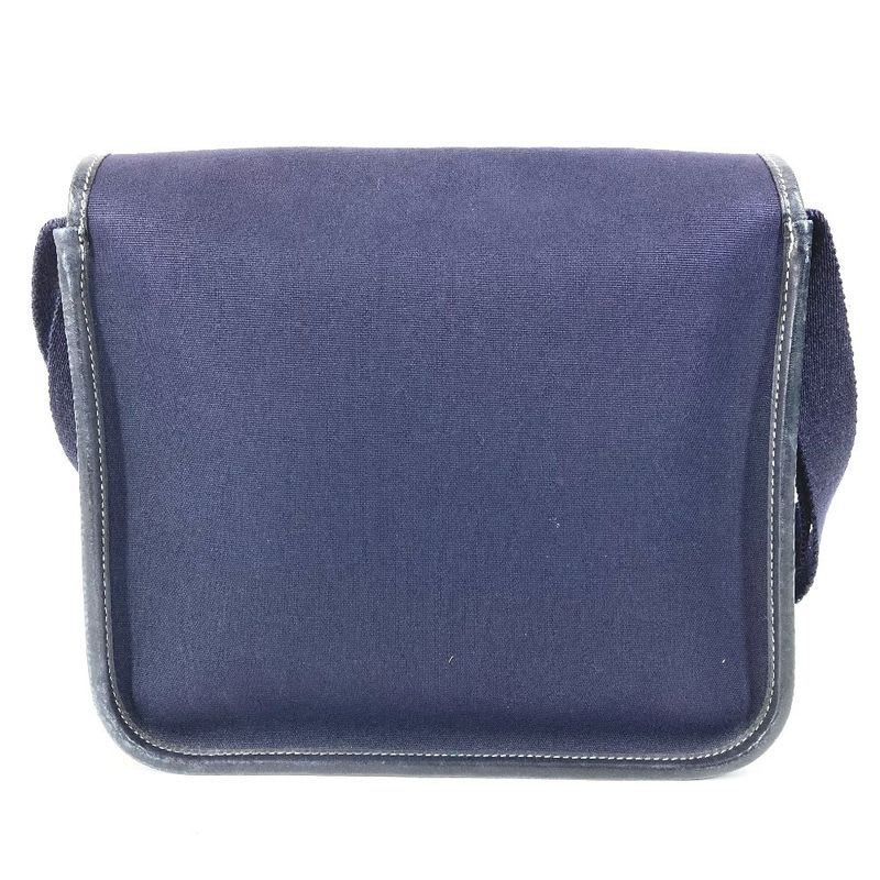 Hermes Shoulder Bag Buenaventura PM Leather Canvas Navy