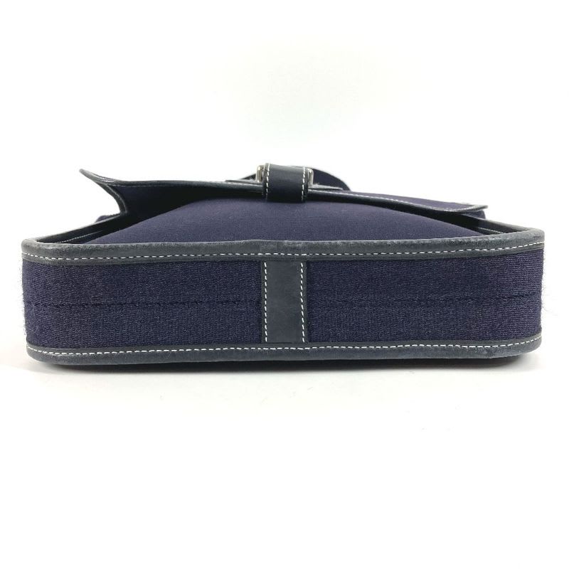 Hermes Shoulder Bag Buenaventura PM Leather Canvas Navy