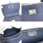 Hermes Shoulder Bag Buenaventura PM Leather Canvas Navy