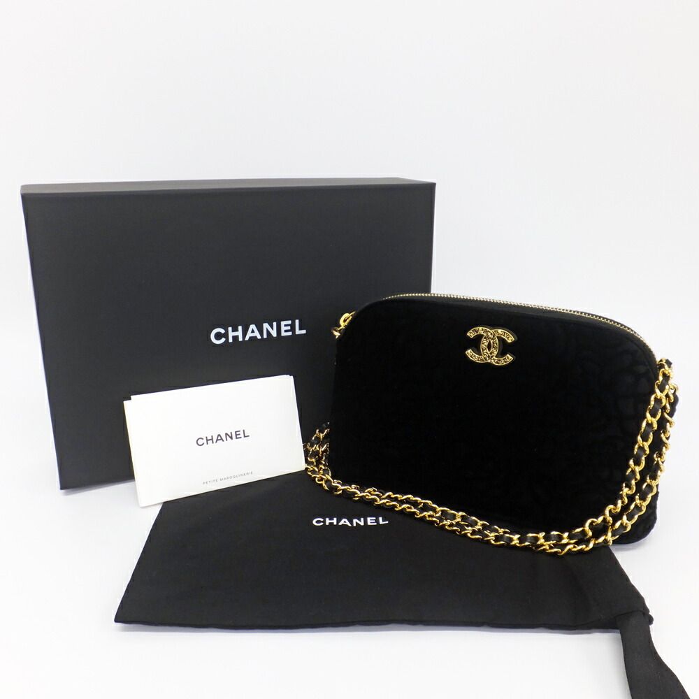 Chanel 25 A Camellia Clutch Shoulder Bag CC Logo Velvet Gold Hardware — view 9