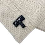 Chanel Muffler Cashmere White Coco Mark Patch Rhinestone Chain Scarf — view 4