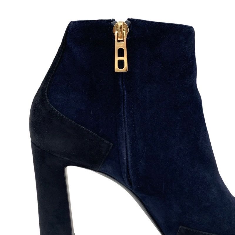 Hermes Boots Short Shoes Suede Navy Black Bicolor — view 9