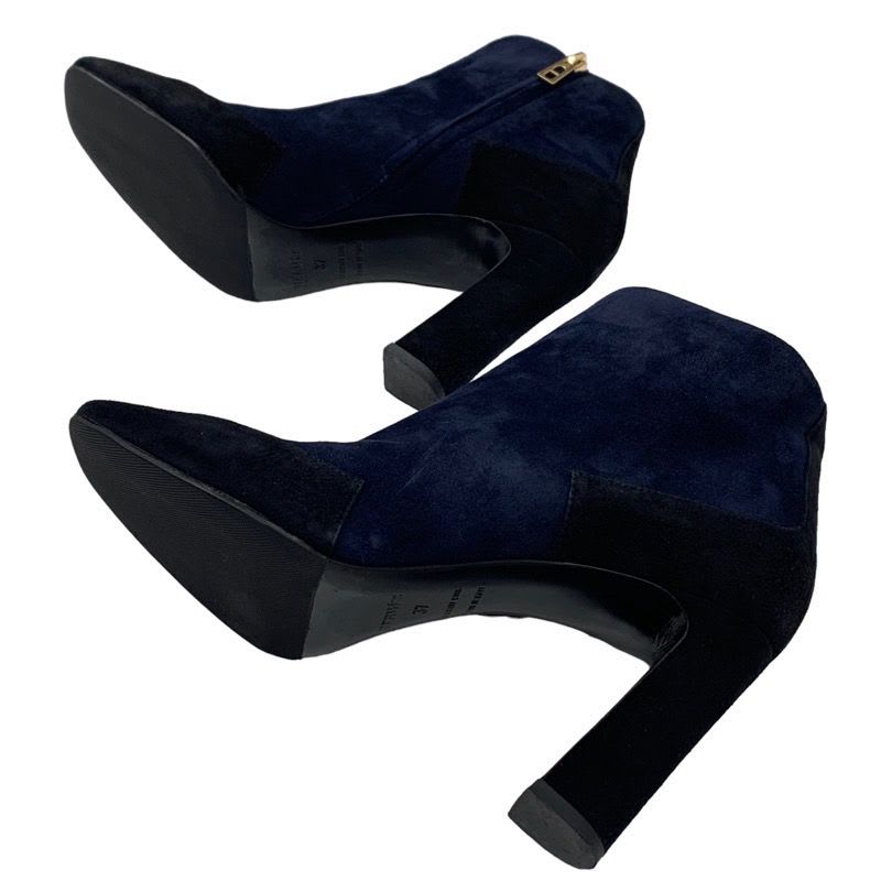 Hermes Boots Short Shoes Suede Navy Black Bicolor — view 6