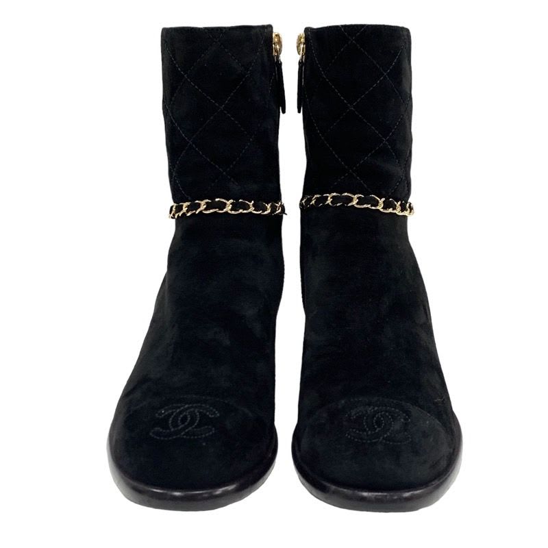 Chanel Boots Short Shoes Chain Coco Mark Suede Black — view 2