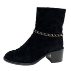 Chanel Boots Short Shoes Chain Coco Mark Suede Black — view 3
