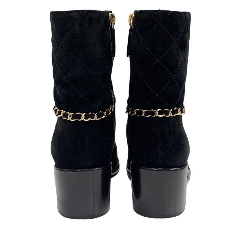 Chanel Boots Short Shoes Chain Coco Mark Suede Black — view 5