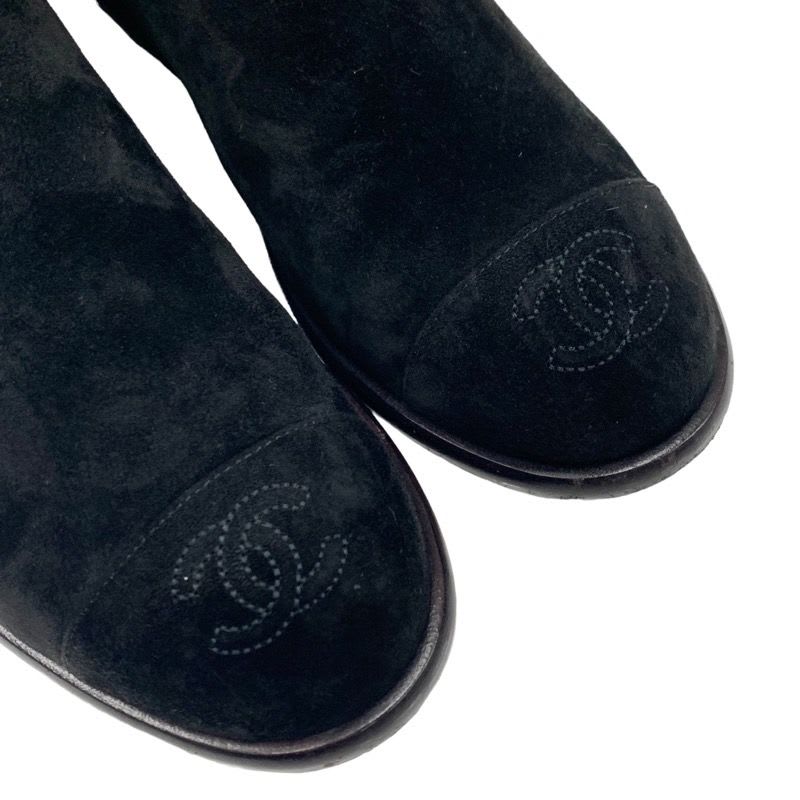Chanel Boots Short Shoes Chain Coco Mark Suede Black — view 9