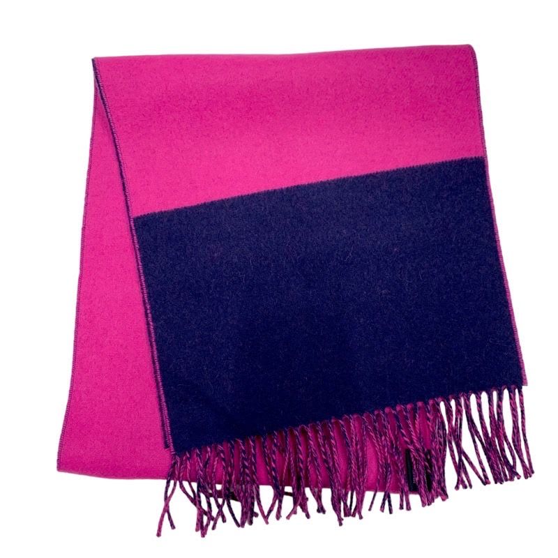 Hermes Muffler Shawl Cashmere Purple Navy Scarf — view 2