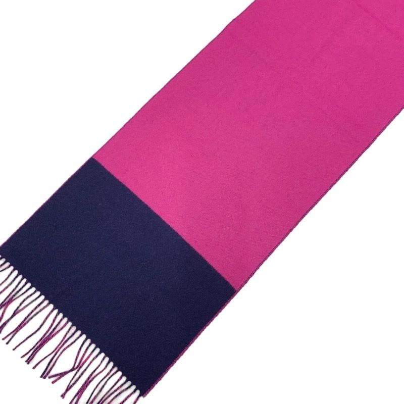 Hermes Muffler Shawl Cashmere Purple Navy Scarf — view 4