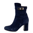 Hermes Boots Short Kelly Hardware Suede Navy — view 3