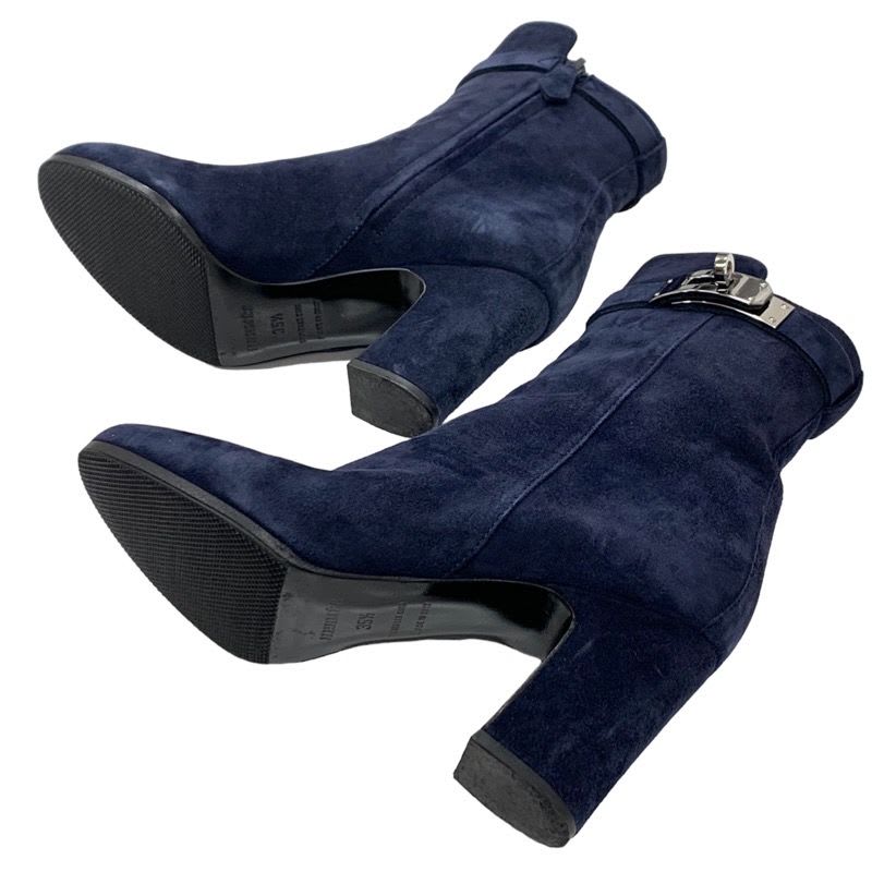 Hermes Boots Short Kelly Hardware Suede Navy — view 6