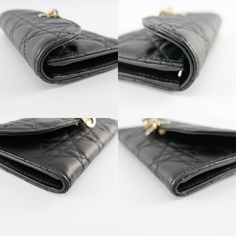 Dior My Violet Wallet Lambskin Black Gold Hardware Long — view 5
