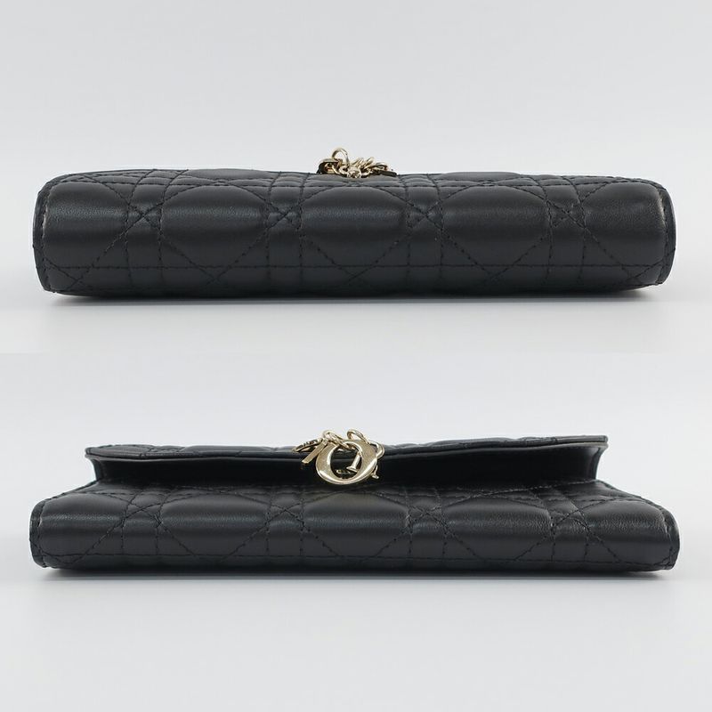 Dior My Violet Wallet Lambskin Black Gold Hardware Long — view 4