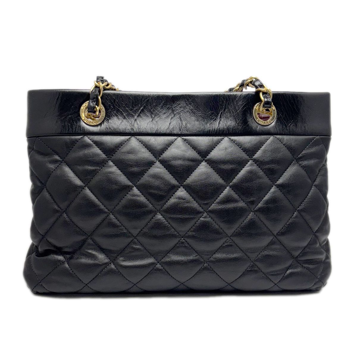 Chanel Quilted CC Logo Chainto Bag Lambskin Black Gold — view 3