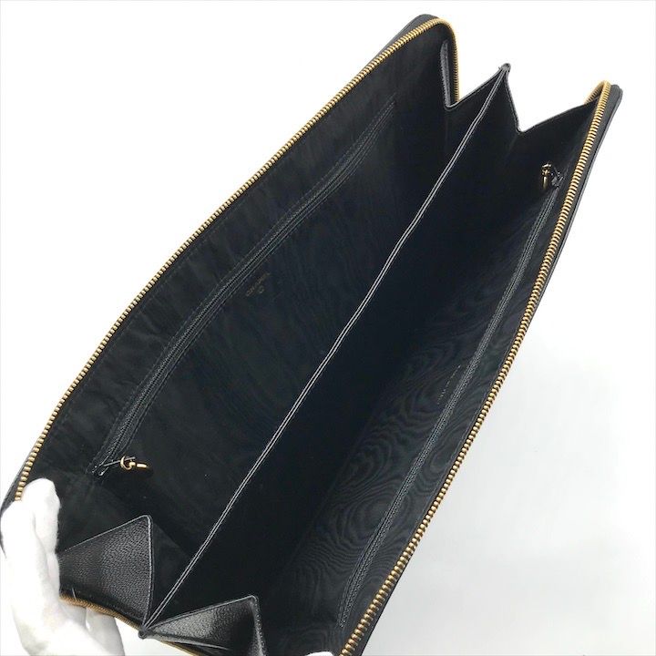 Chanel Big CC Logo Caviar Leather Black Clutch — view 7