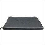 Chanel Big CC Logo Caviar Leather Black Clutch — view 3