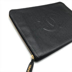 Chanel Big CC Logo Caviar Leather Black Clutch — view 5