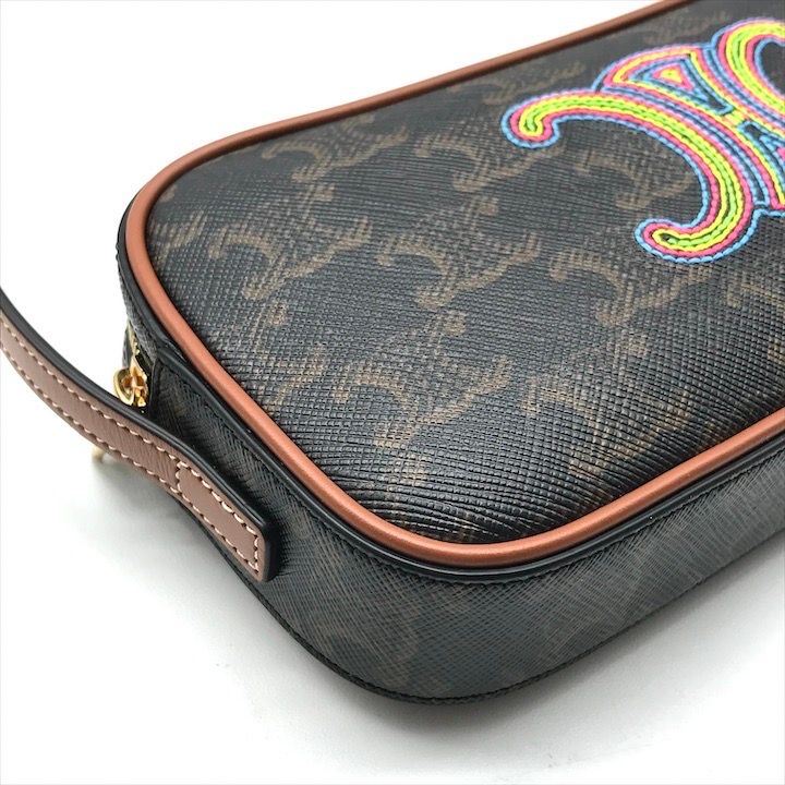 Celine Macadam Embroidery Triomphe Limited Edition Leather Shoulder Camera Bag — view 6