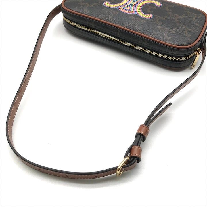 Celine Macadam Embroidery Triomphe Limited Edition Leather Shoulder Camera Bag — view 7